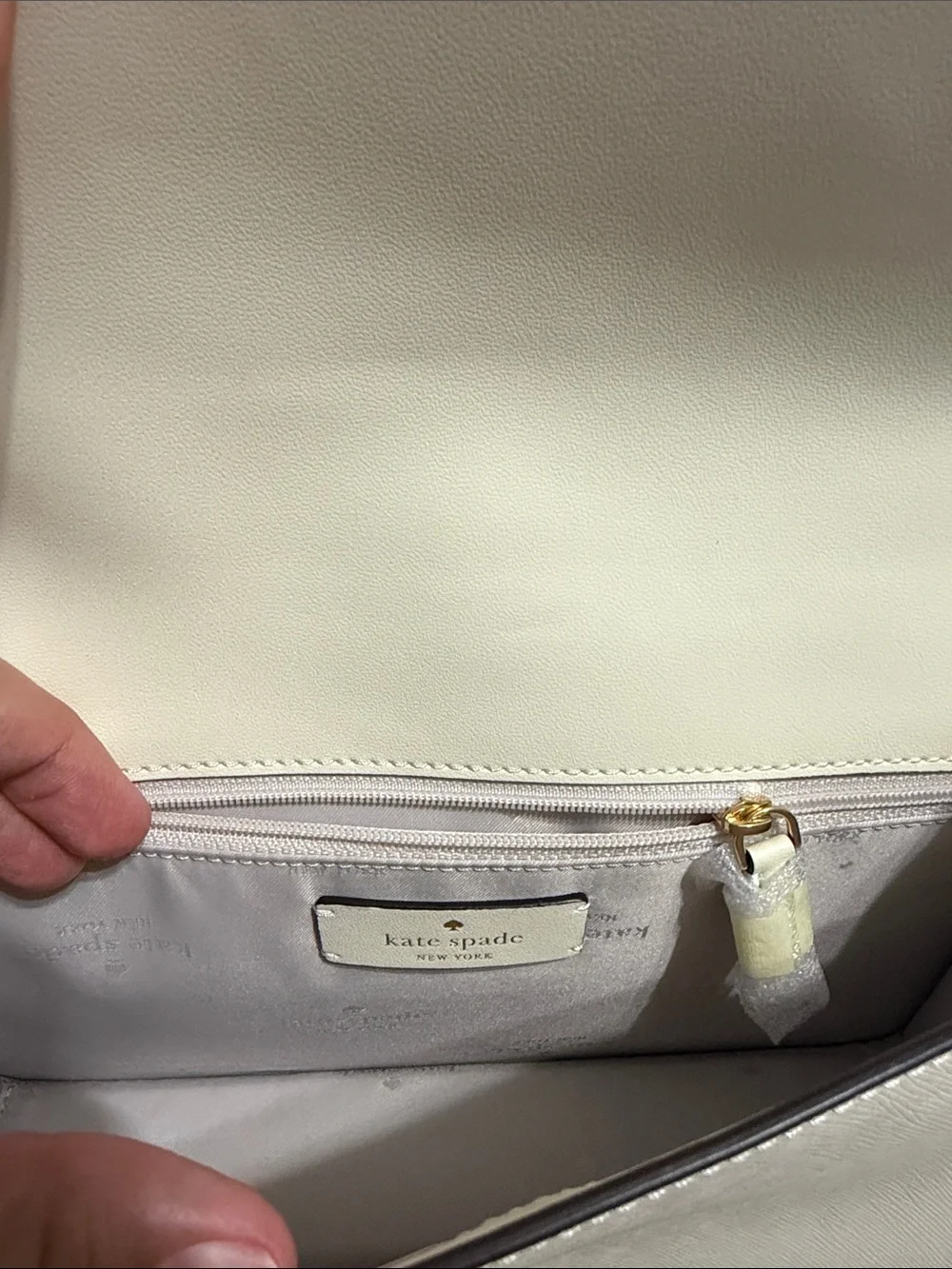 kate spade Cream Floral & Butterfly Cutout Leather Crossbody with Gold Chain